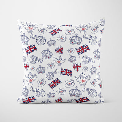 Platinum Jubilee Tea Party Blue & Red Cushion