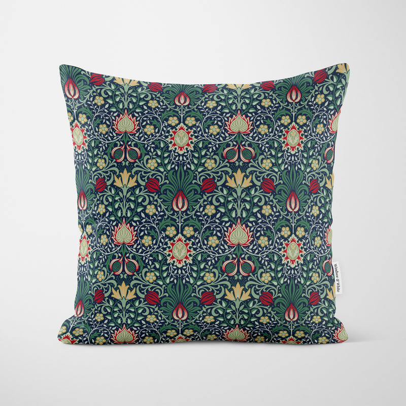 William Morris Persia Floral Cushion Navy Multi