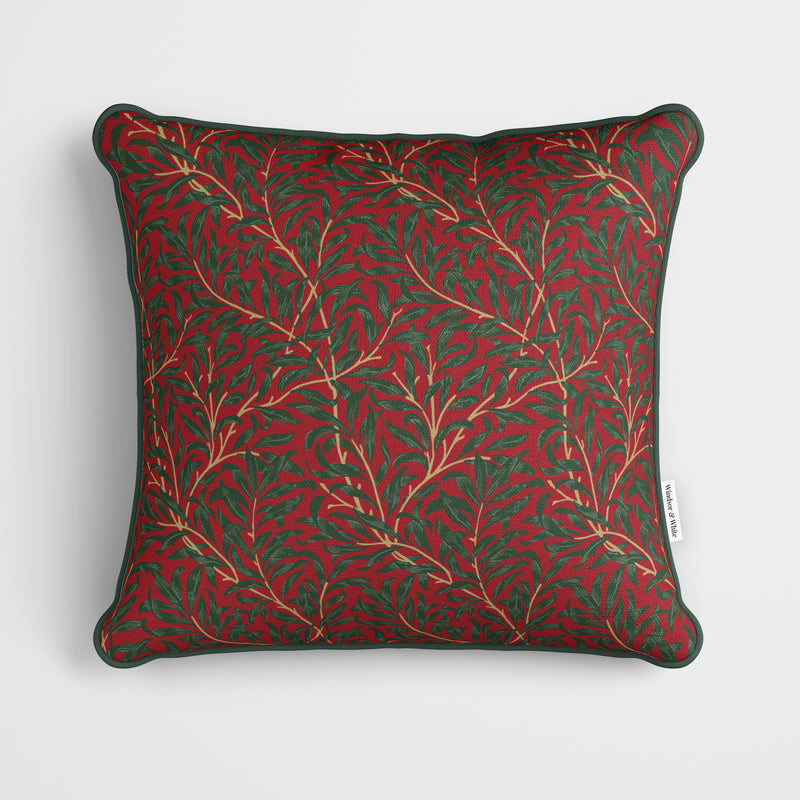 William Morris Christmas Willow Bough Red & Green Cushion