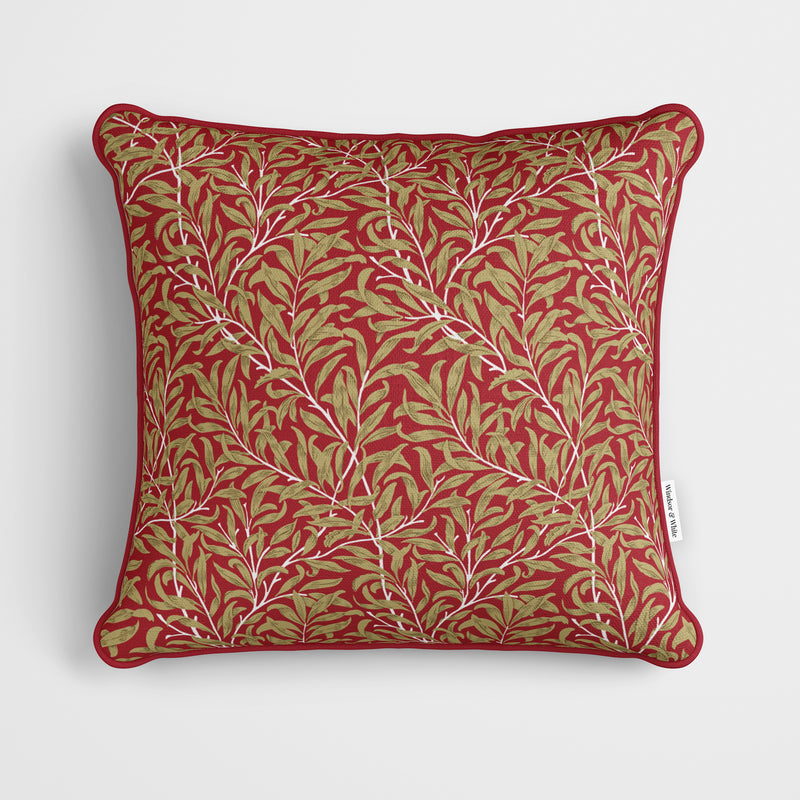 William Morris Christmas Willow Bough Red & Gold Cushion