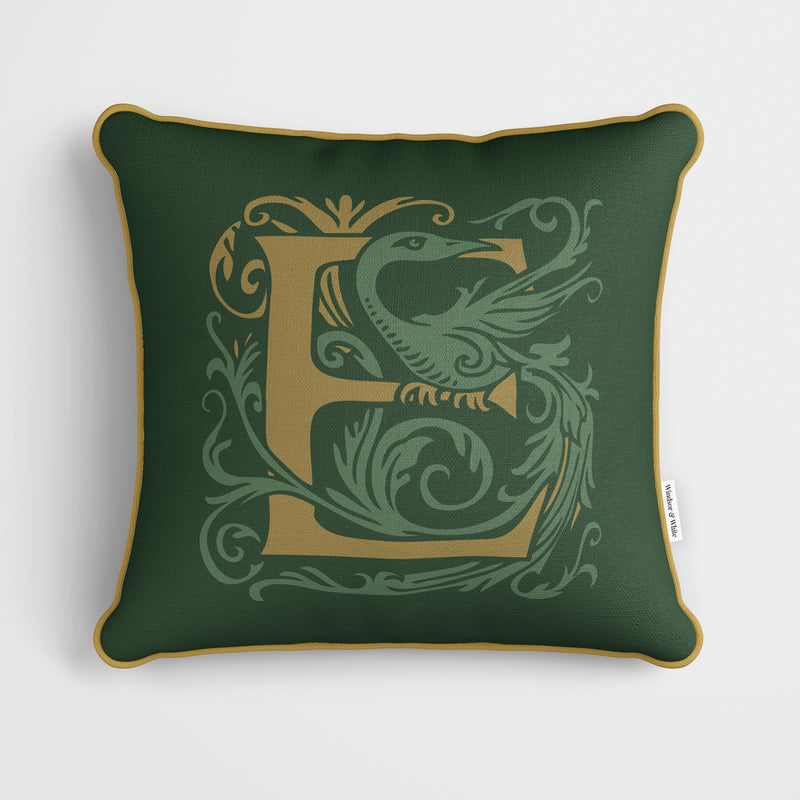 William Morris Christmas Monogram Cushion Green & Gold