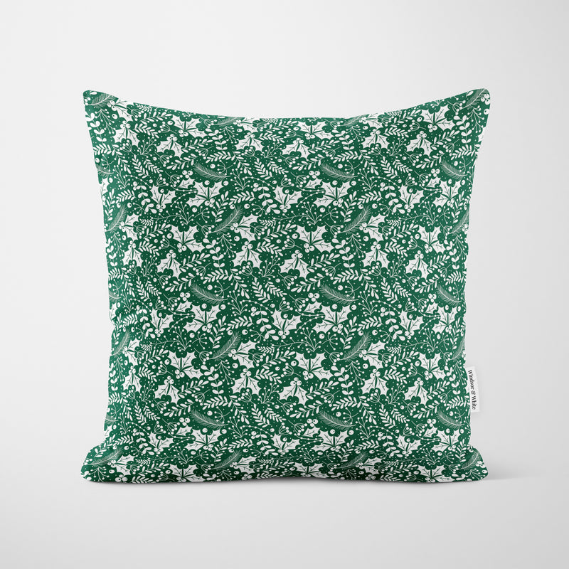 Personalised Green Village Christmas Cushion