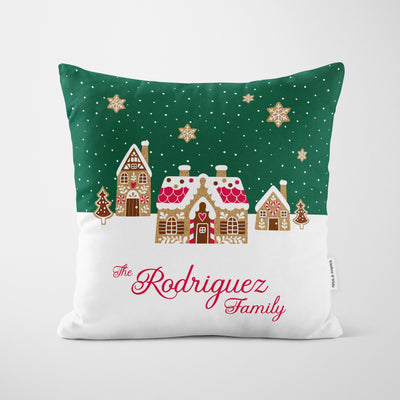 Personalised Green Gingerbread House Cushion