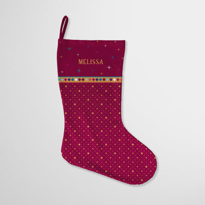 Personalised Christmas Stocking Starry Sunset Berry Red