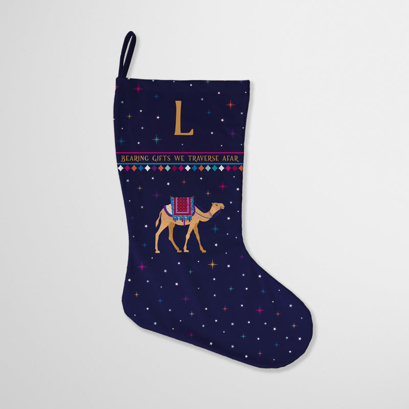 Personalised Christmas Stocking Following Yonder Star Camel