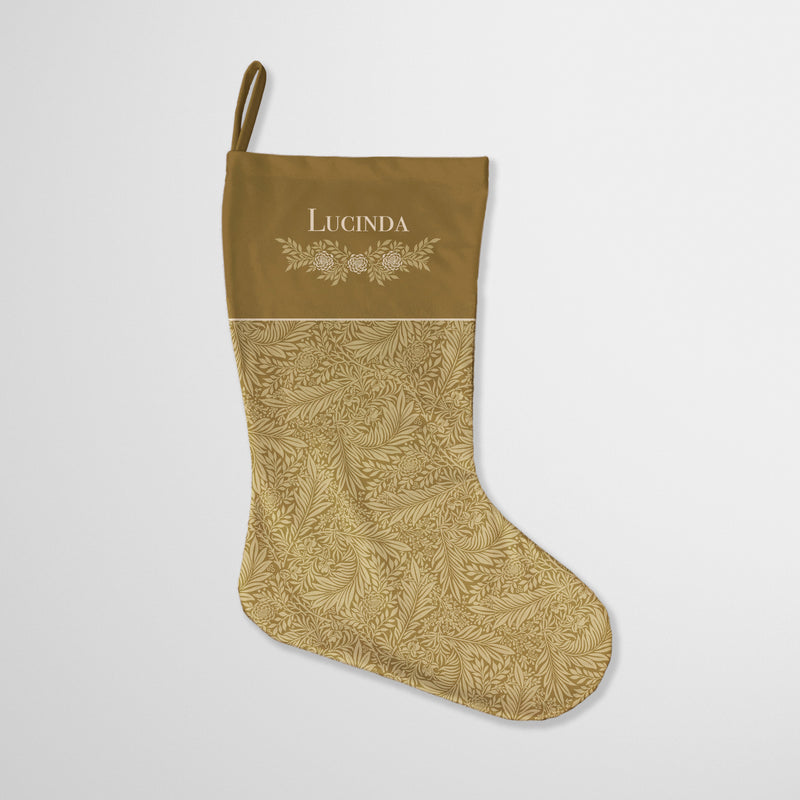 William Morris Personalised Christmas Stocking Gold Larkspur