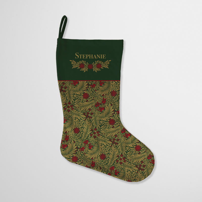 William Morris Personalised Christmas Stocking Red & Green Multi Larkspur