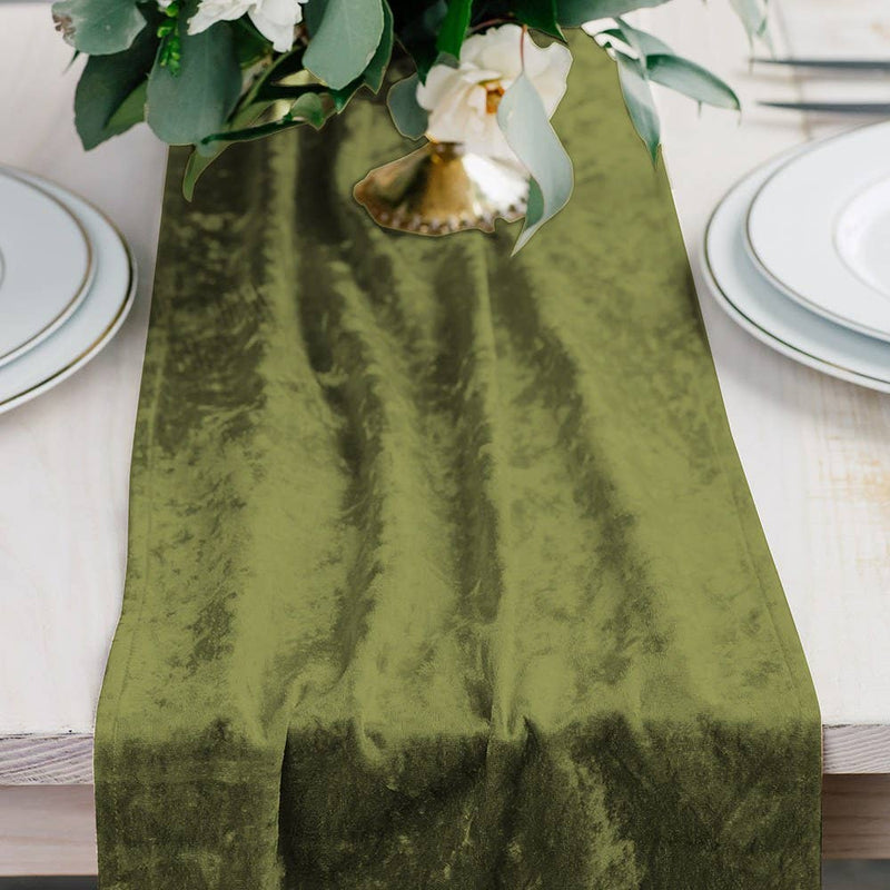 Olive Green Velvet Table Runner