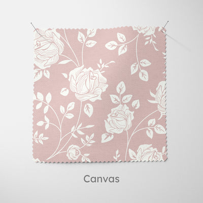Pink Rose Stencil Pattern Cushion - Handmade Homeware, Made in Britain - Windsor and White
