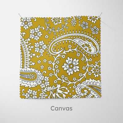 Saffron Gold Floral Paisley Fabric - Handmade Homeware, Made in Britain - Windsor and White