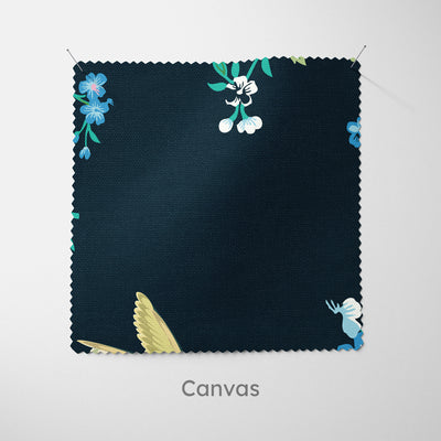 Navy Blue Chinoiserie Floral Fabric - Handmade Homeware, Made in Britain - Windsor and White