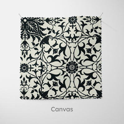 William Morris Ornate Tile Black Cushion - Handmade Homeware, Made in Britain - Windsor and White