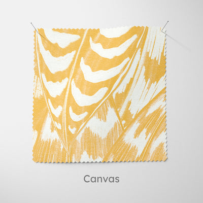 Yellow Sketched Leaves Cushion - Handmade Homeware, Made in Britain - Windsor and White