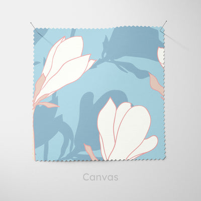 Light Blue Magnolia Flowers Cushion - Handmade Homeware, Made in Britain - Windsor and White