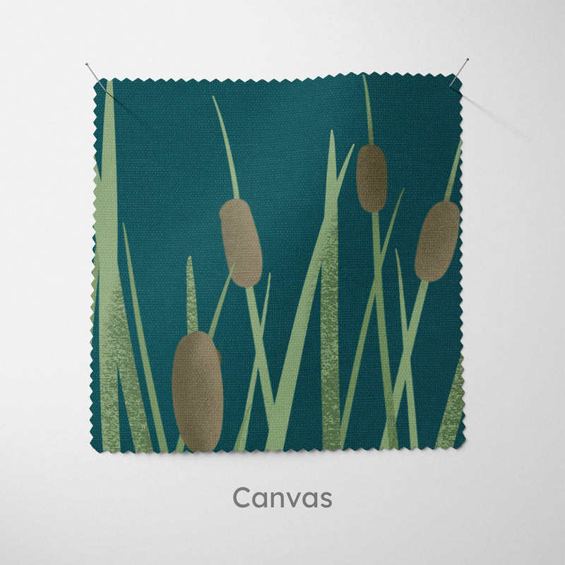 River Reeds Art Print Cushion - Handmade Homeware, Made in Britain - Windsor and White
