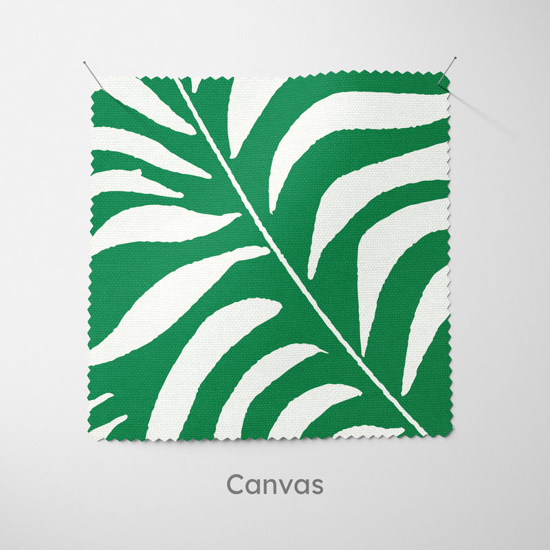 Palm Leaves On Green Fabric - Handmade Homeware, Made in Britain - Windsor and White