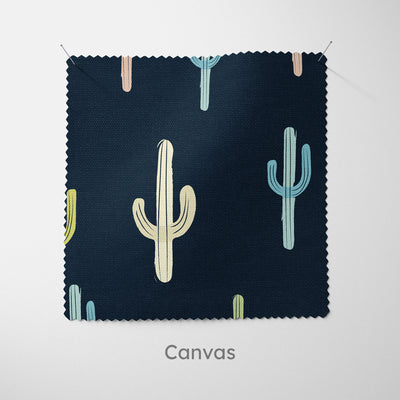Navy Blue Cactus Pattern Fabric - Handmade Homeware, Made in Britain - Windsor and White