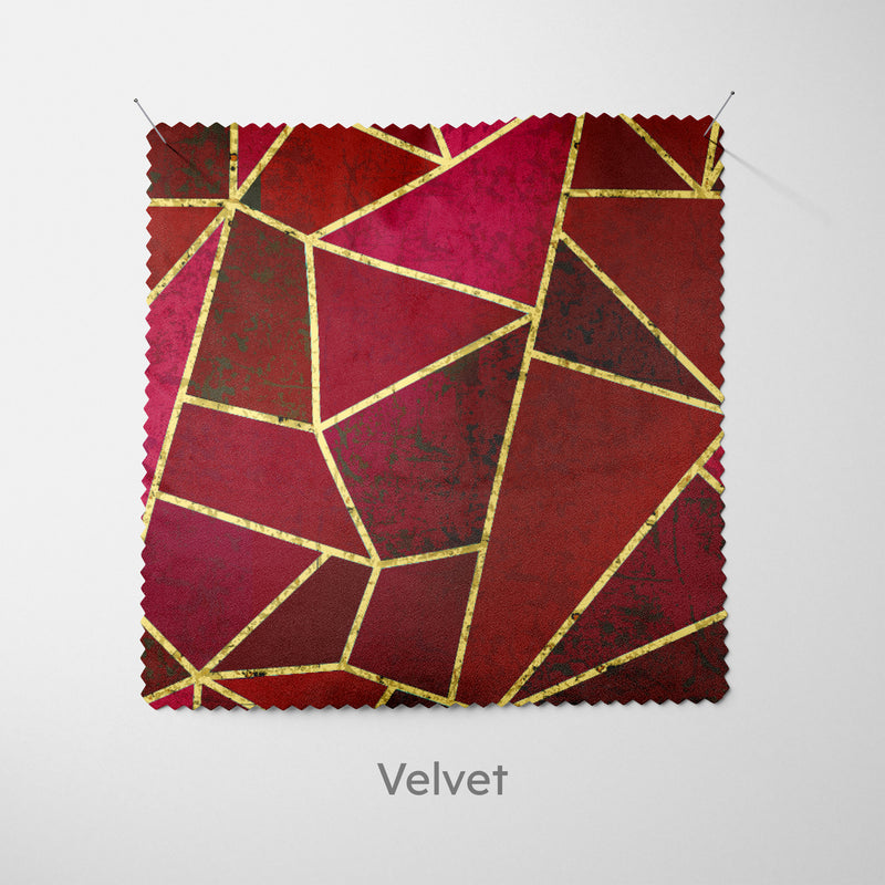 Red Geometric Tile Fabric - Handmade Homeware, Made in Britain - Windsor and White