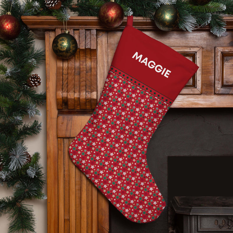 Personalised Christmas Stocking Red Stars