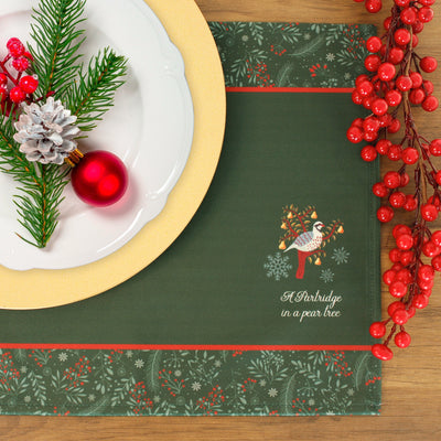 Personalised Christmas Table Place Mats Green 12 Days of Christmas
