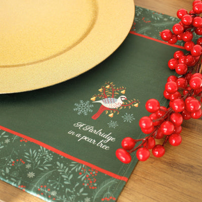 Personalised Christmas Table Place Mats Green 12 Days of Christmas