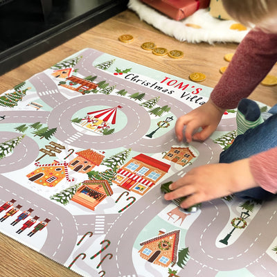 Personalised Children's Play Mat Christmas Village