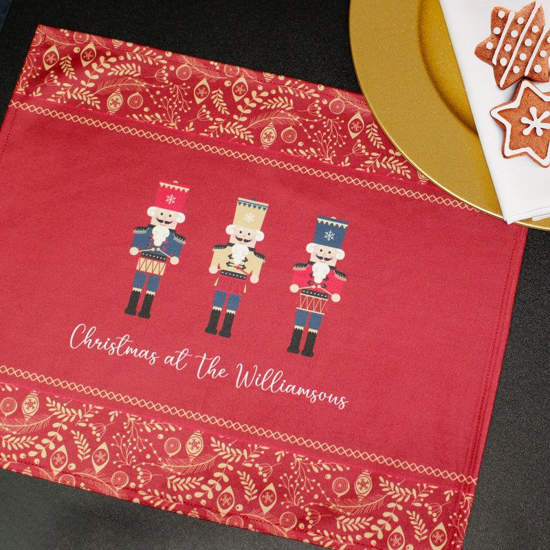 Personalised Christmas Table Place Mats Red Nutcracker