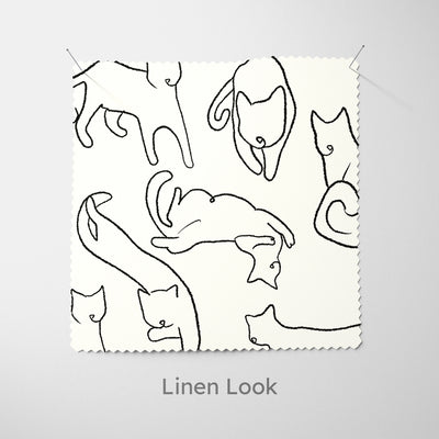 Minimalist Cat Pattern Fabric - Handmade Homeware, Made in Britain - Windsor and White