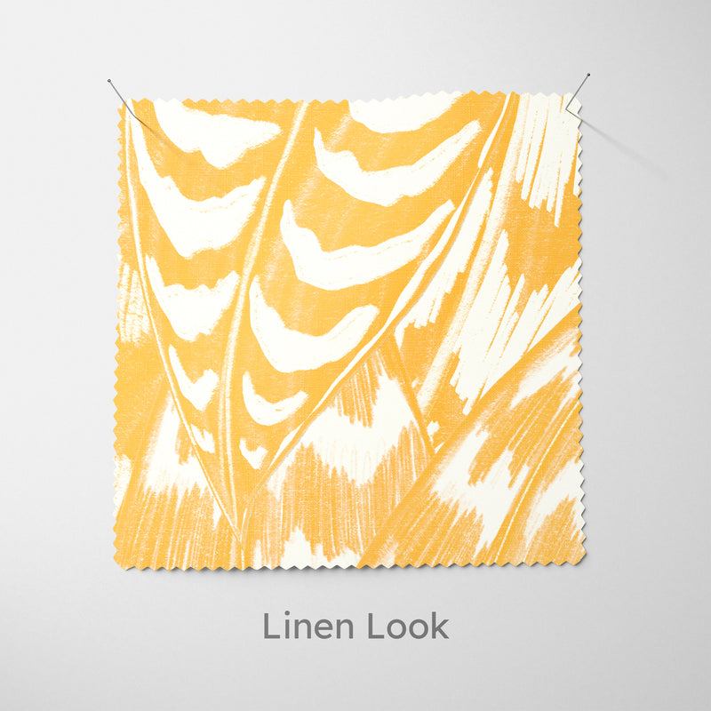 Yellow Sketched Leaves Fabric - Handmade Homeware, Made in Britain - Windsor and White