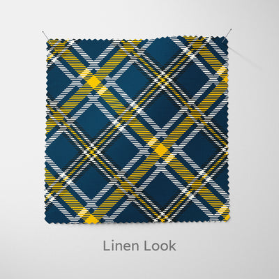 Blue Yellow Modern Tartan Fabric - Handmade Homeware, Made in Britain - Windsor and White