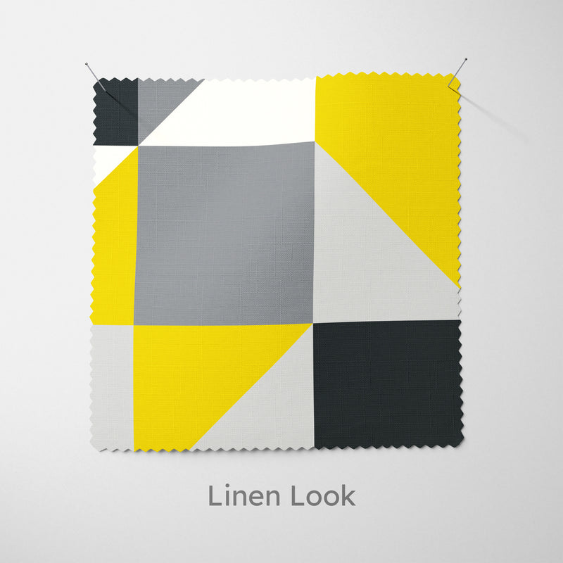Yellow Geometric Mosaic Fabric - Handmade Homeware, Made in Britain - Windsor and White