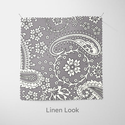 Silver Lavender Floral Paisley Fabric - Handmade Homeware, Made in Britain - Windsor and White