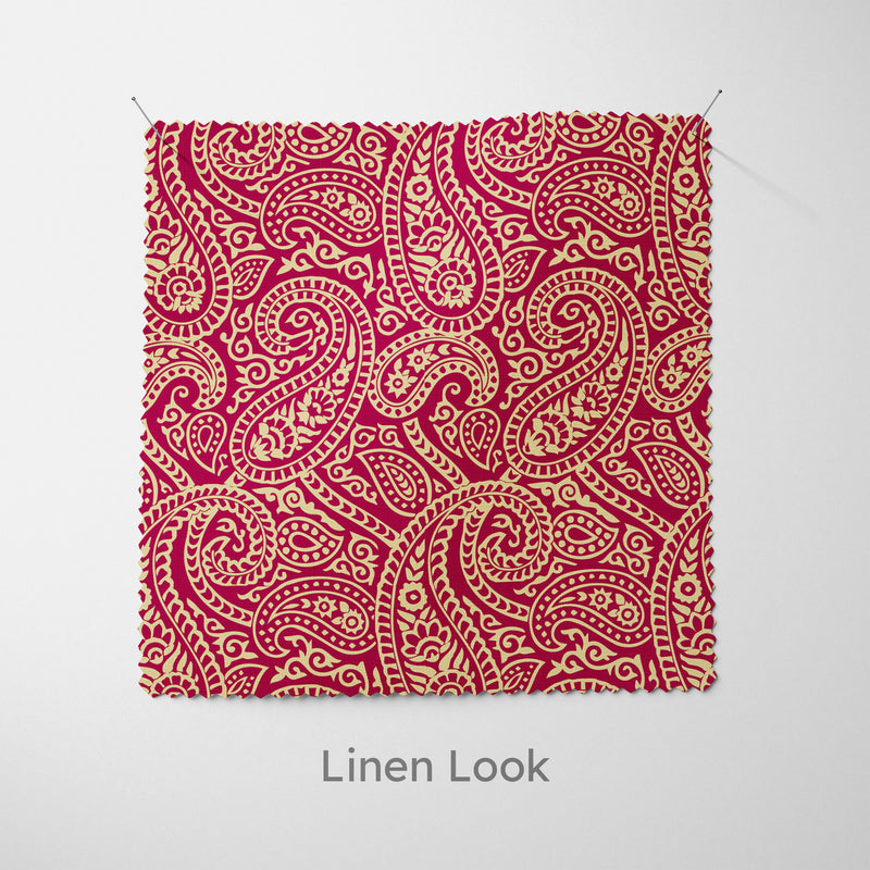 Red & Gold Paisley Fabric - Handmade Homeware, Made in Britain - Windsor and White