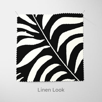 Palm Leaves Black Fabric - Handmade Homeware, Made in Britain - Windsor and White