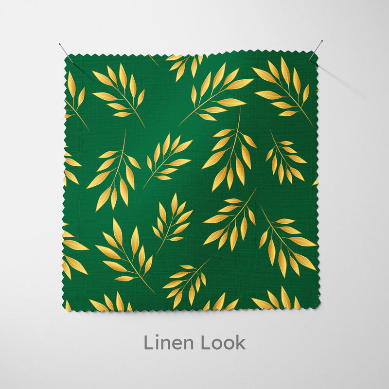 Dark Green Laurel Pattern Fabric - Handmade Homeware, Made in Britain - Windsor and White