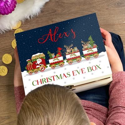 Personalised Wooden Christmas Eve Box Train