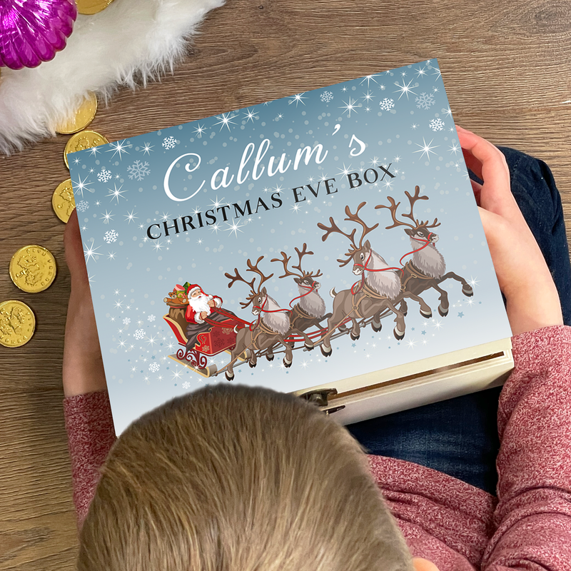 Personalised Wooden Christmas Eve Box Reindeer