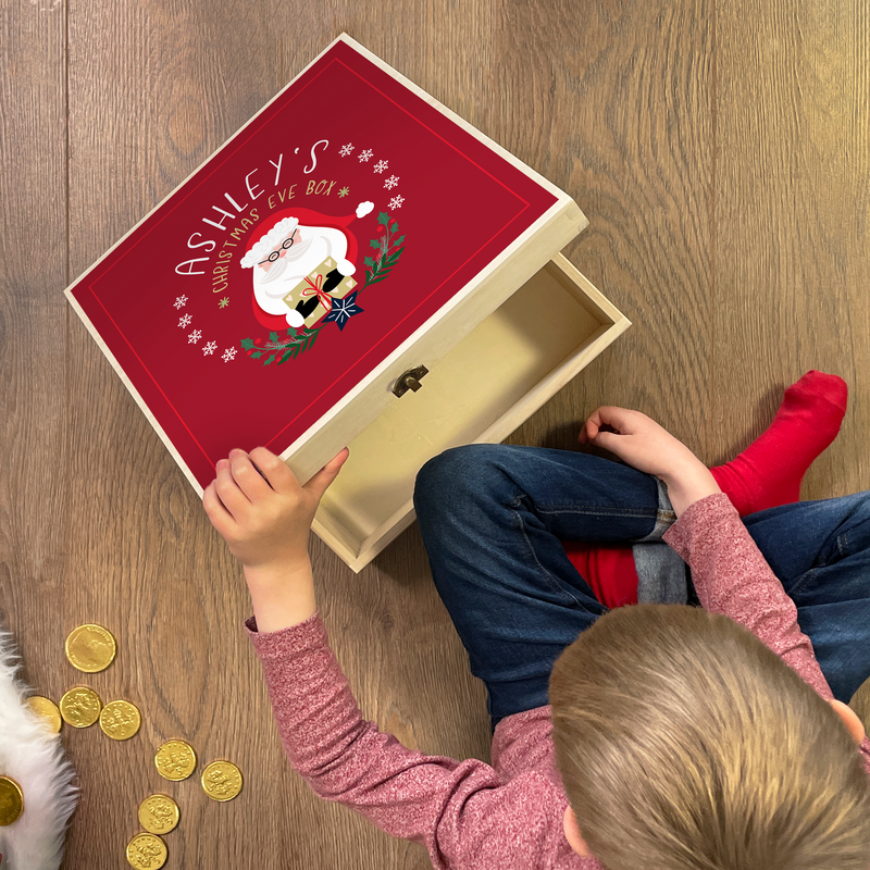 Personalised Wooden Christmas Eve Box Santa