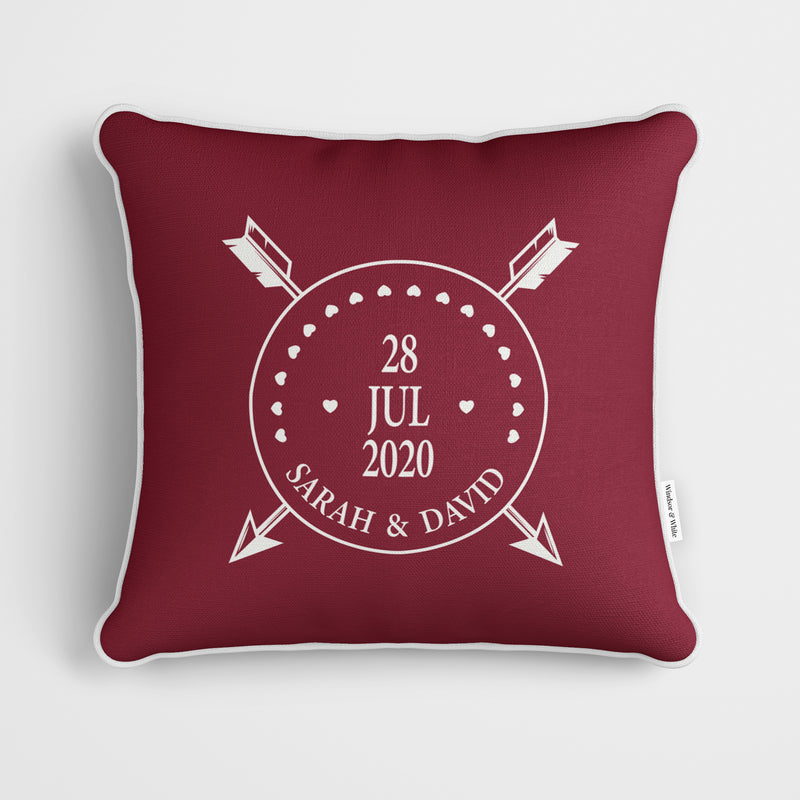 Personalised Cupid Arrows Red Cushion