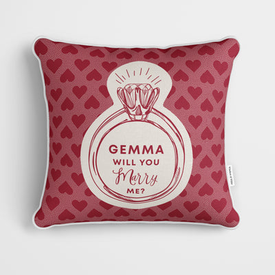 Personalised Engagement Ring Red Cushion