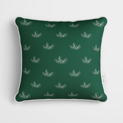 Personalised Green Holly Christmas Cushion