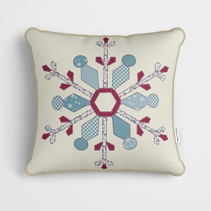 Cream Patchwork Snowflake Cushion