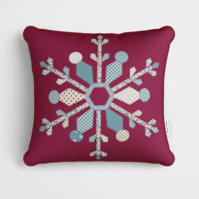 Red Patchwork Snowflake Cushion