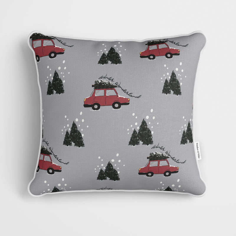 Christmas Cars Light Grey Cushion