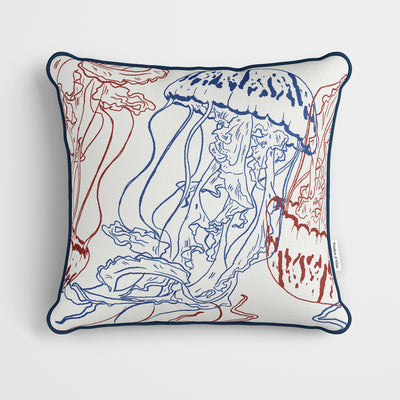 Outline Jellyfish Cushion - Handmade Homeware, Made in Britain - Windsor and White