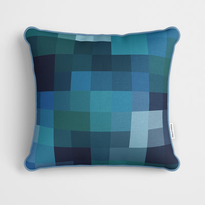 Blue Tones Pixel Print Cushion - Handmade Homeware, Made in Britain - Windsor and White