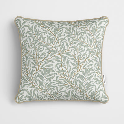 William Morris Willow Bough Sage & White Cushion - Handmade Homeware, Made in Britain - Windsor and White