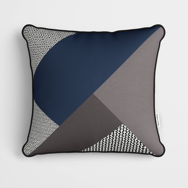 Modern Block Blue Grey Cushion - Handmade Homeware, Made in Britain - Windsor and White