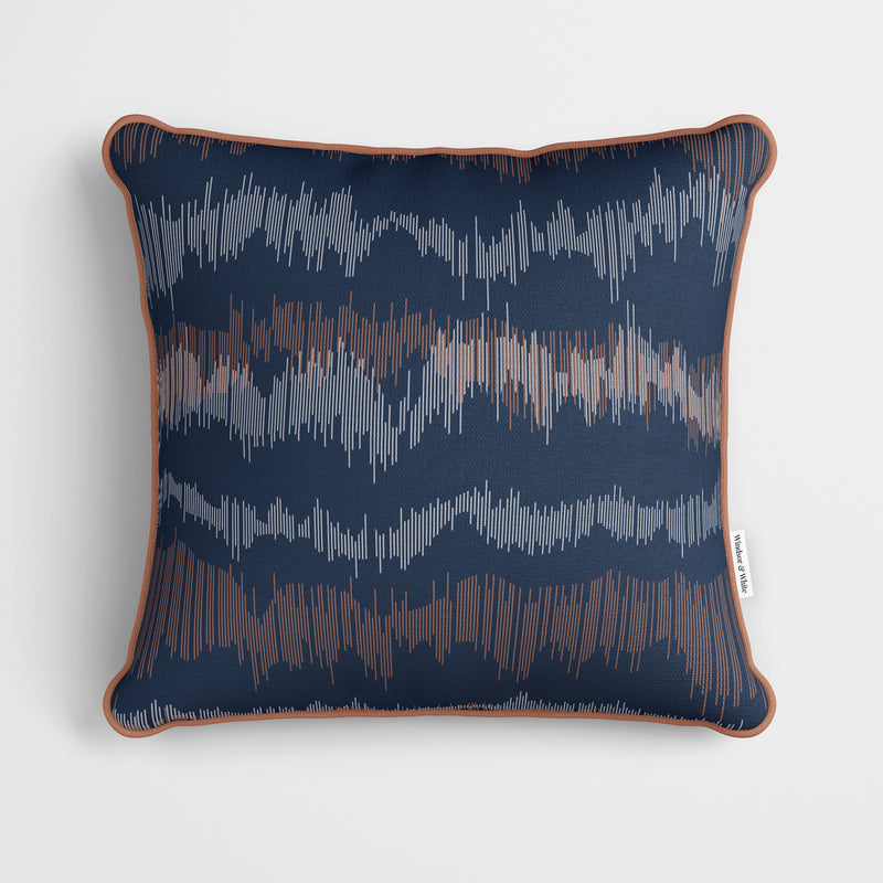 Navy Blue Texture Lines Cushion - Handmade Homeware, Made in Britain - Windsor and White