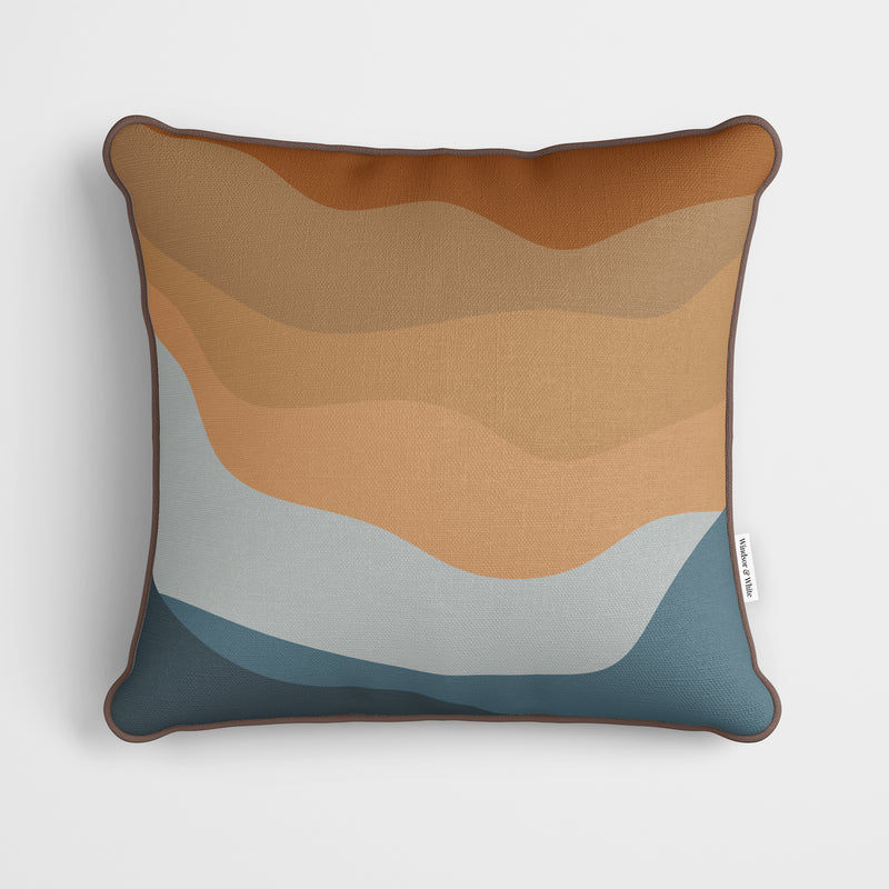 Landscape Waves Coastal Sunset Cushion - Handmade Homeware, Made in Britain - Windsor and White